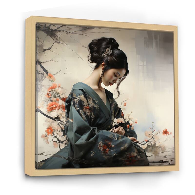 Designart "Asian Art Geishas Grace VIII" Asian Framed Wall Art Prints
